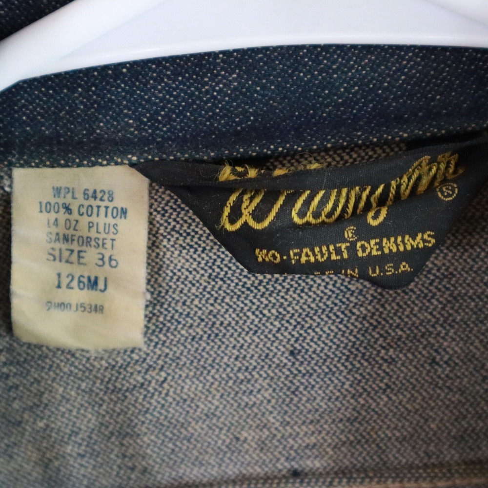 Vtg Wrangler Jean Jacket Mens 36 126MJ No-Fault Denim Grateful Dead Skull USA - Picture 5 of 9